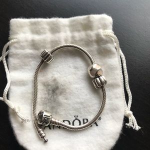 Pandora bracelet & 3 charms